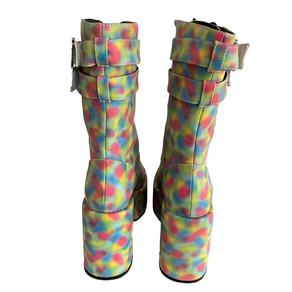 Shane Justin Rainbow Iridescent Platform Boots EDM Rave Dance Party 36 - Picture 8 of 12